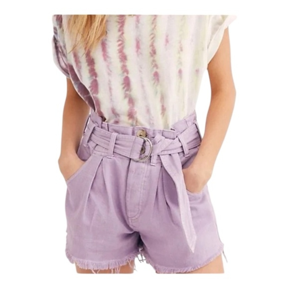 Free People see you sometime purple denim shorts size extra small